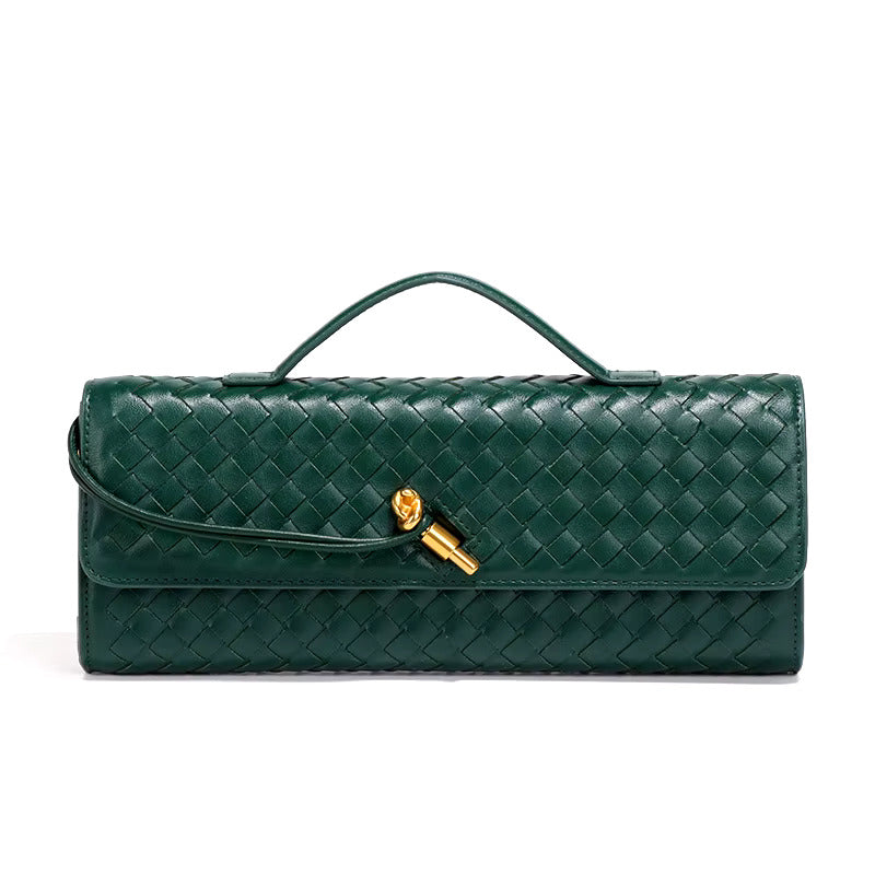 Chic Vegan Leather Clutch Bag with Hand-Braided Design for Timeless Style