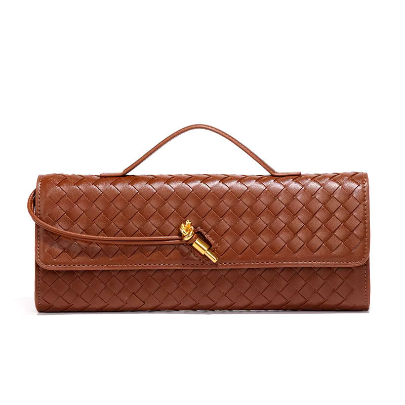 Chic Vegan Leather Clutch Bag with Hand-Braided Design for Timeless Style