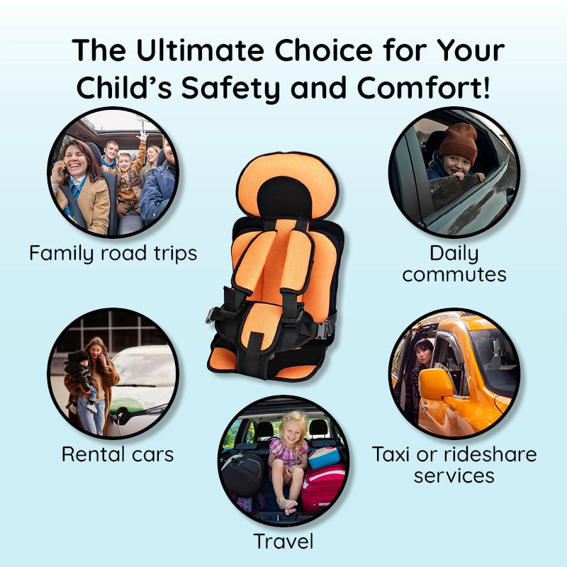 Portable Booster Seat with Safety Harness for Kids – Adjustable Travel Car Seat Cushion with Breathable Mesh and Soft Padding – Ages 0-12
