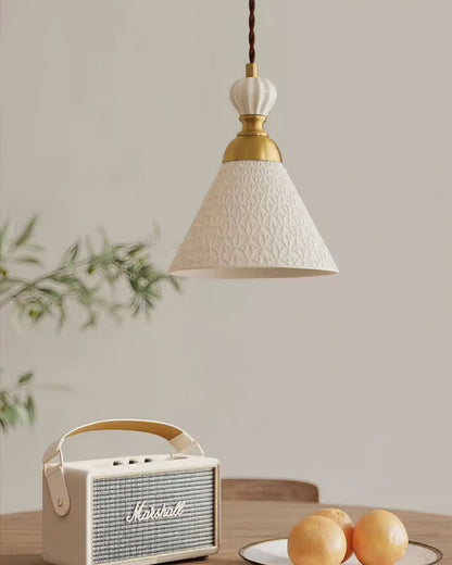 Hanging Ceiling Light Fixture White Ceramic Shade with Gold Hardware 9 in Adjustable Cord for Kitchen Island Dining Room Indoor Use E26 Sock