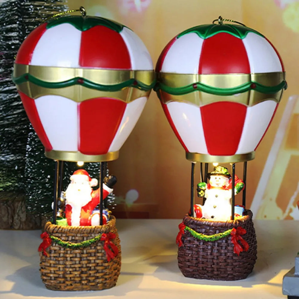 Celestia Hot Air Balloon Ornament - Resin, LED Battery Powered Christmas Decoration