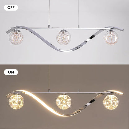 LED Chandelier for Kitchen Island & Dining Room 39 in Gold Glass Globe Ceiling Light Hanging Fixture Modern Linear Suspended Lighting for Di