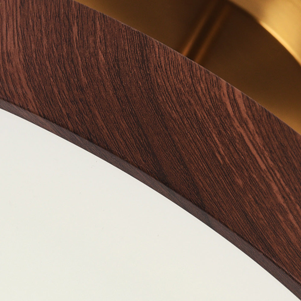 Flush Mount Ceiling Light with Wood Grain Finish & Gold Frame – Modern Scandinavian Design for Living Room, Bedroom & Dining Room