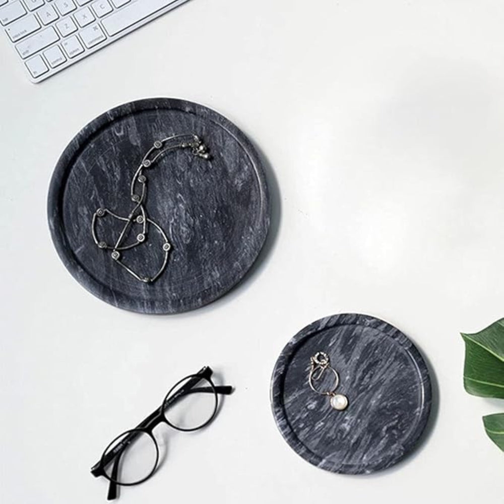 Cira Jewelry Tray - Premium Black Marble, Elegant Design