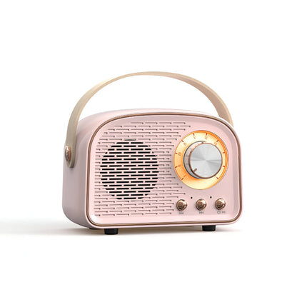 Portable Bluetooth Speaker with Vintage Dial Controls and Desktop Design for Bedroom Nightstand Audio Streaming Music Playback Home Office D