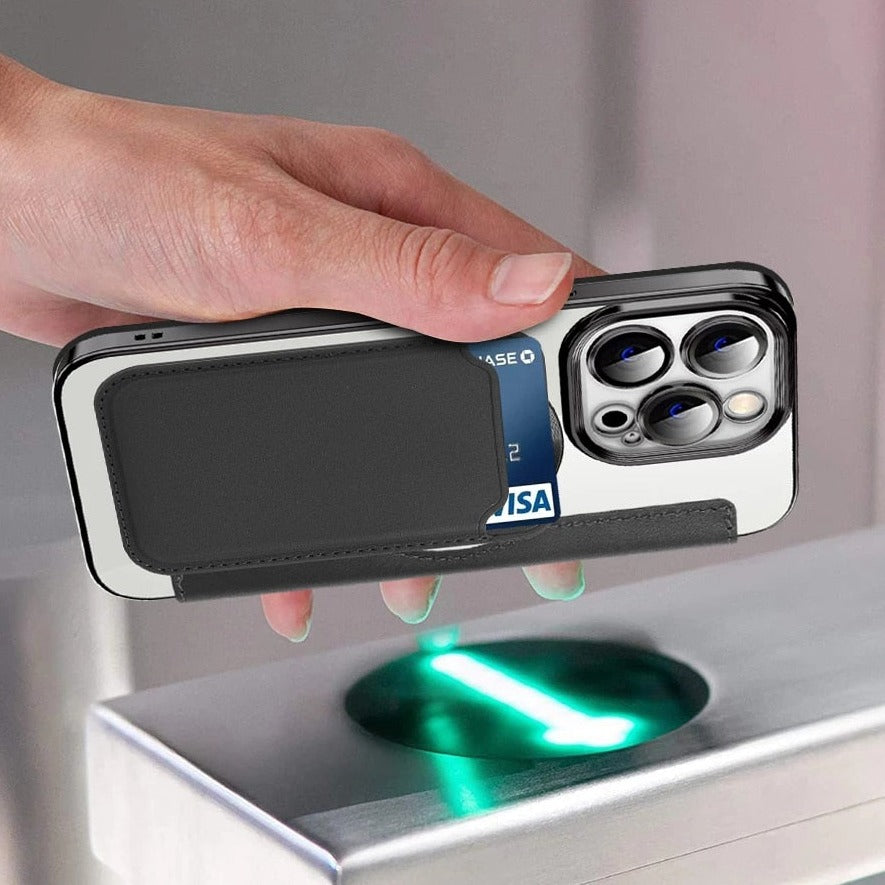 Transparent Card Holder iPhone Case with MagSafe Magnetic Wallet & RFID Protection for 12 13 14 15 16 17 Pro Max Air Plus