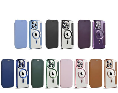 Transparent Card Holder iPhone Case with MagSafe Magnetic Wallet & RFID Protection for 12 13 14 15 16 17 Pro Max Air Plus