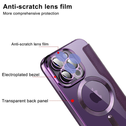 Transparent Card Holder iPhone Case with MagSafe Magnetic Wallet & RFID Protection for 12 13 14 15 16 17 Pro Max Air Plus