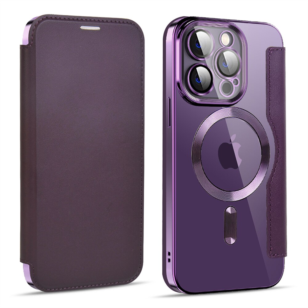 Transparent Card Holder iPhone Case with MagSafe Magnetic Wallet & RFID Protection for 12 13 14 15 16 17 Pro Max Air Plus