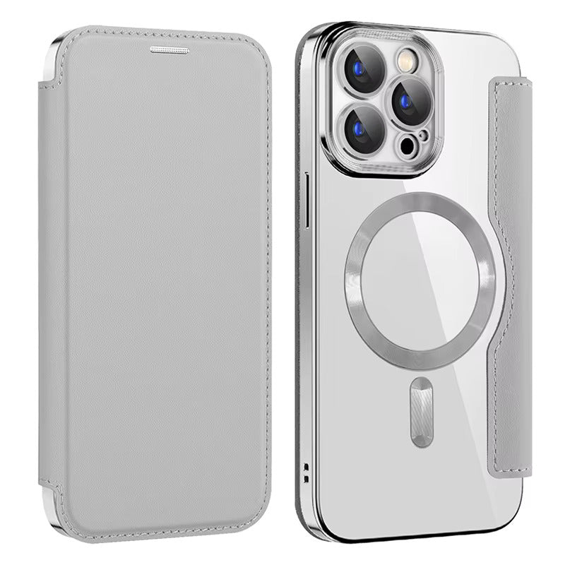 Transparent Card Holder iPhone Case with MagSafe Magnetic Wallet & RFID Protection for 12 13 14 15 16 17 Pro Max Air Plus