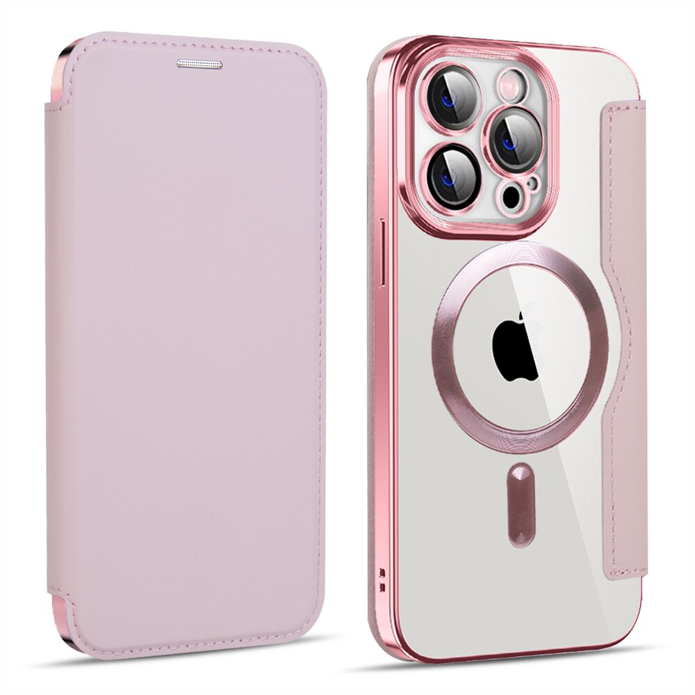 Transparent Card Holder iPhone Case with MagSafe Magnetic Wallet & RFID Protection for 12 13 14 15 16 17 Pro Max Air Plus