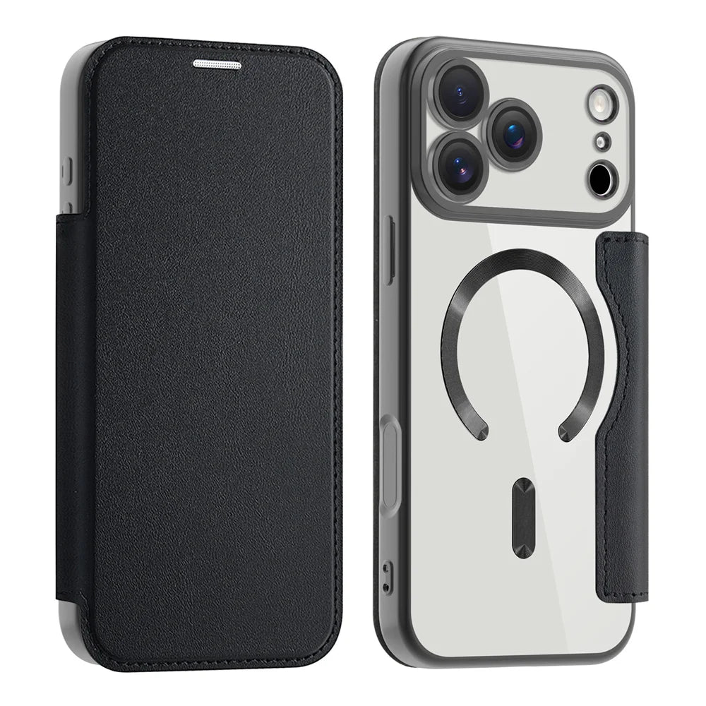 Transparent Card Holder iPhone Case with MagSafe Magnetic Wallet & RFID Protection for 12 13 14 15 16 17 Pro Max Air Plus