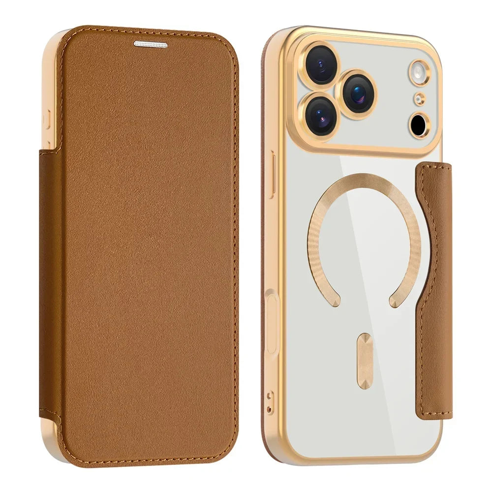 Transparent Card Holder iPhone Case with MagSafe Magnetic Wallet & RFID Protection for 12 13 14 15 16 17 Pro Max Air Plus