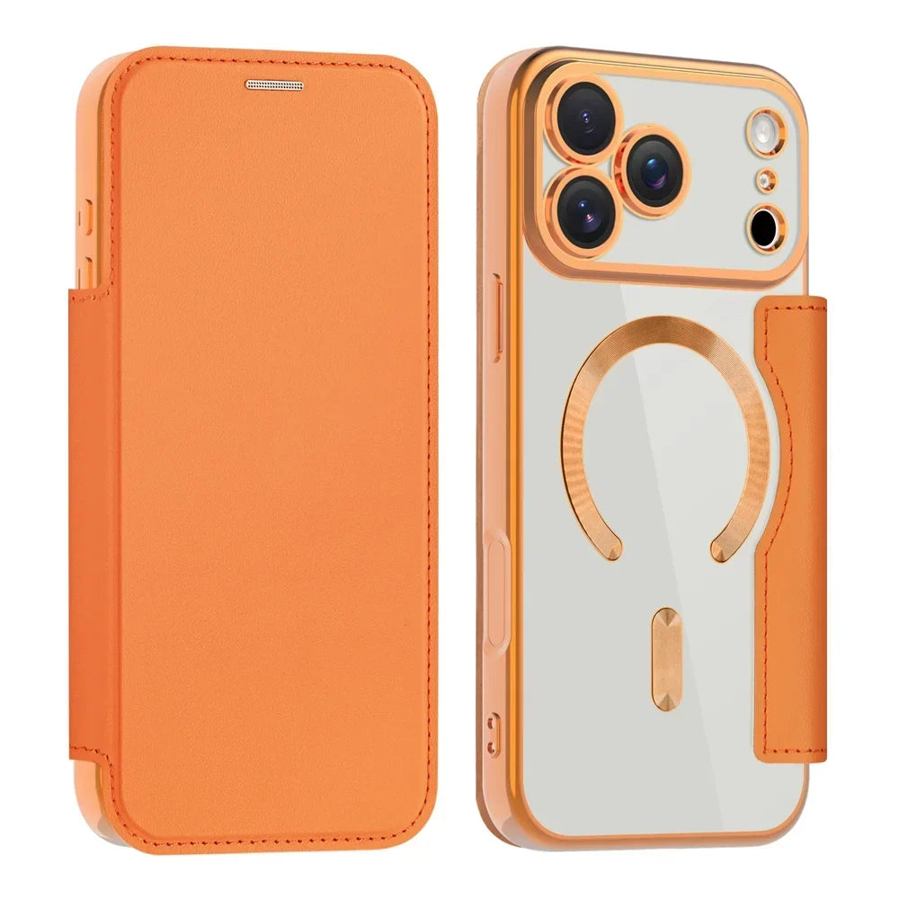 Transparent Card Holder iPhone Case with MagSafe Magnetic Wallet & RFID Protection for 12 13 14 15 16 17 Pro Max Air Plus