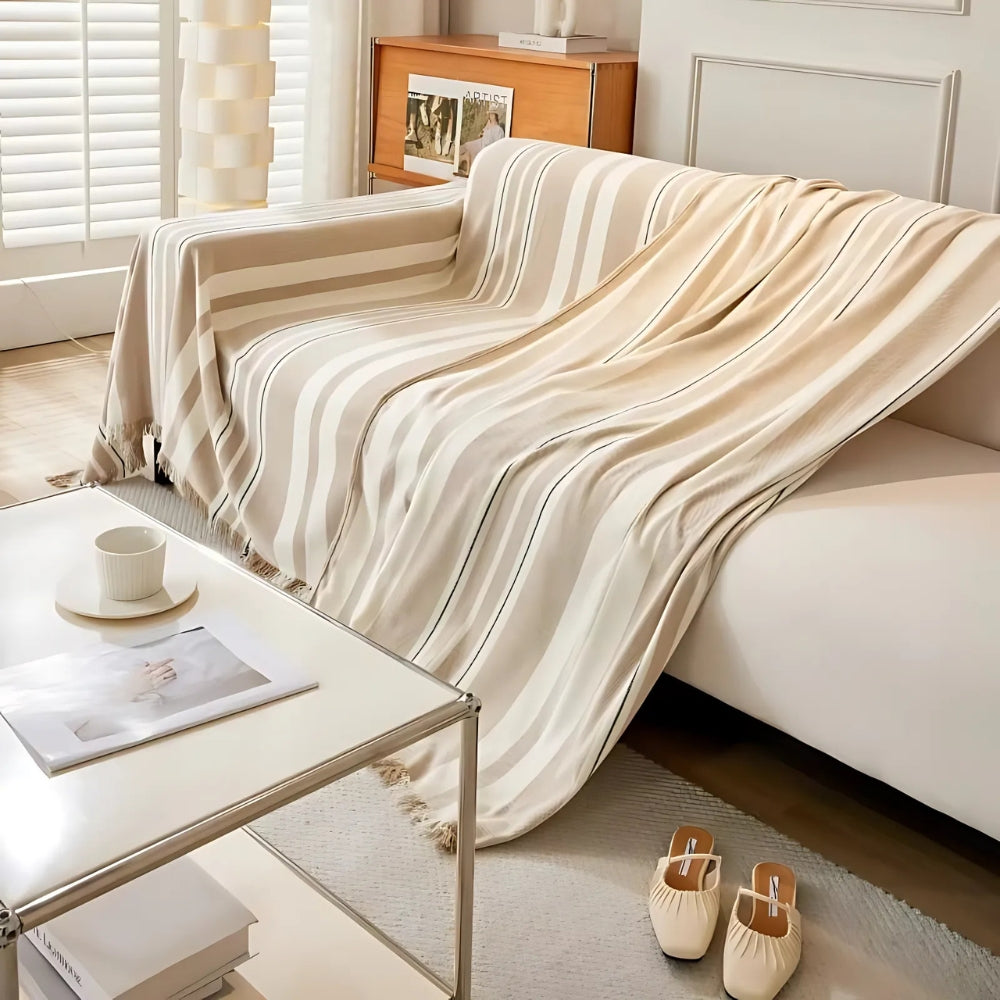Cleoo Sofa Cover - Breathable Chenille, Timeless Stripes