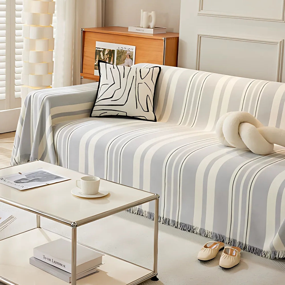 Cleoo Sofa Cover - Breathable Chenille, Timeless Stripes