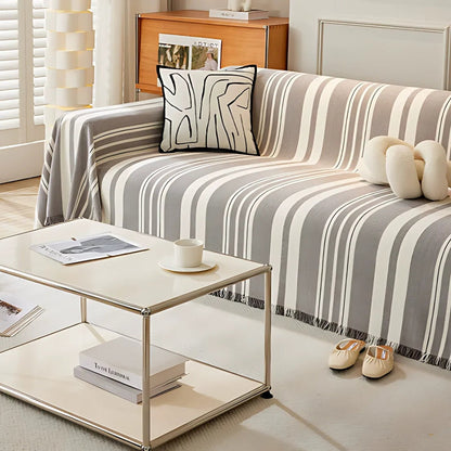 Cleoo Sofa Cover - Breathable Chenille, Timeless Stripes