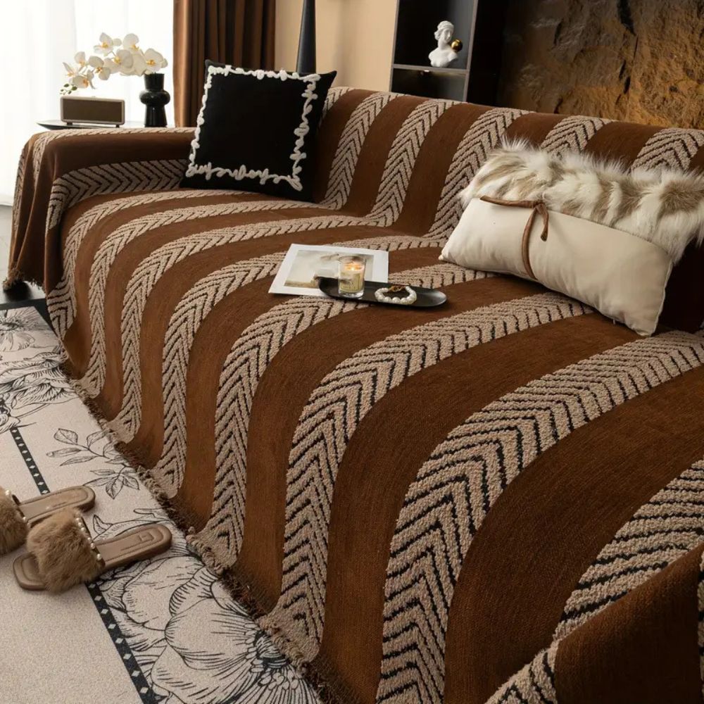 Clo Sofa Cover - Soft Microfiber, Chevron Design for Couch and Sectional