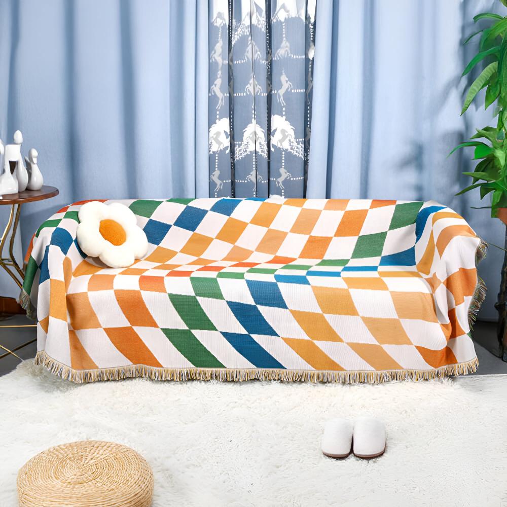Clever Checkerboard Blanket - Polycotton Blend, Versatile Design