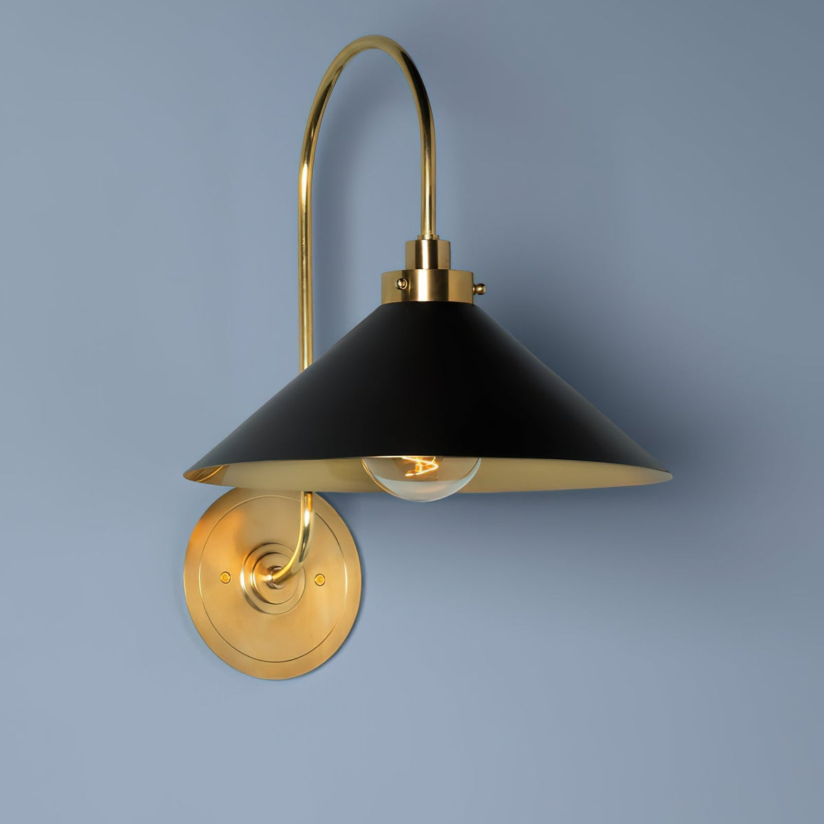 Hardwired Metal Wall Sconce with Downward Cone Shade E26 E27 Socket for Hallway Bedroom Living Room Indoor Lighting Fixture