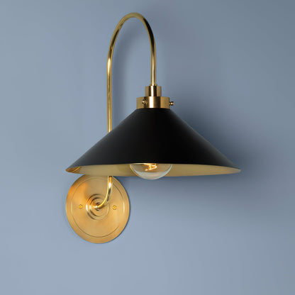 Hardwired Metal Wall Sconce with Downward Cone Shade E26 E27 Socket for Hallway Bedroom Living Room Indoor Lighting Fixture