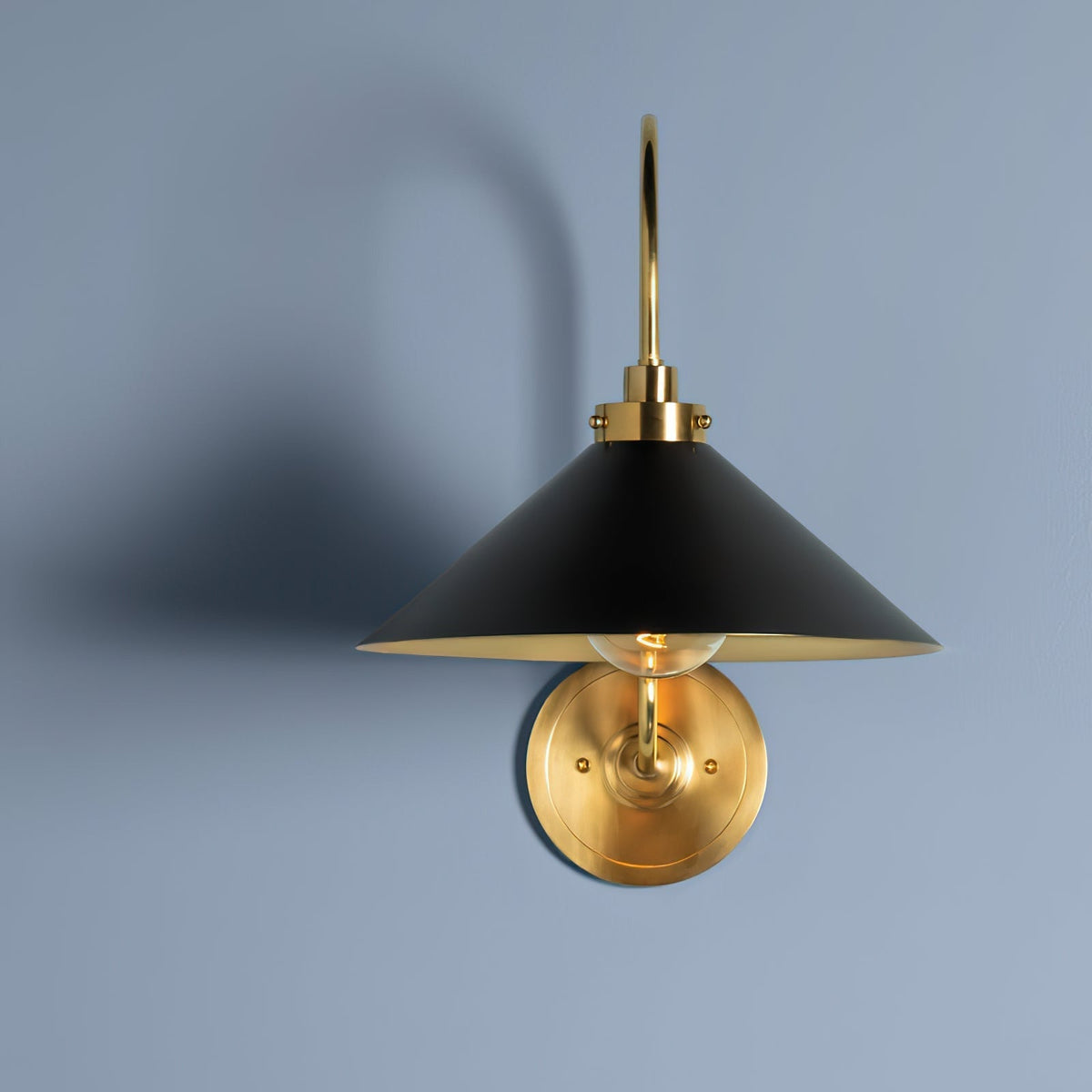 Hardwired Metal Wall Sconce with Downward Cone Shade E26 E27 Socket for Hallway Bedroom Living Room Indoor Lighting Fixture