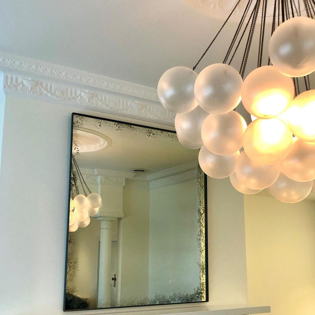 Hanging Ceiling Light Multi-Globe Frosted Glass Fixture Gold Black Chrome for Dining Room Kitchen Island Entryway Indoor Chandelier Adjustab
