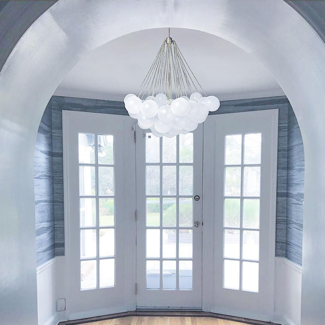Hanging Ceiling Light Multi-Globe Frosted Glass Fixture Gold Black Chrome for Dining Room Kitchen Island Entryway Indoor Chandelier Adjustab