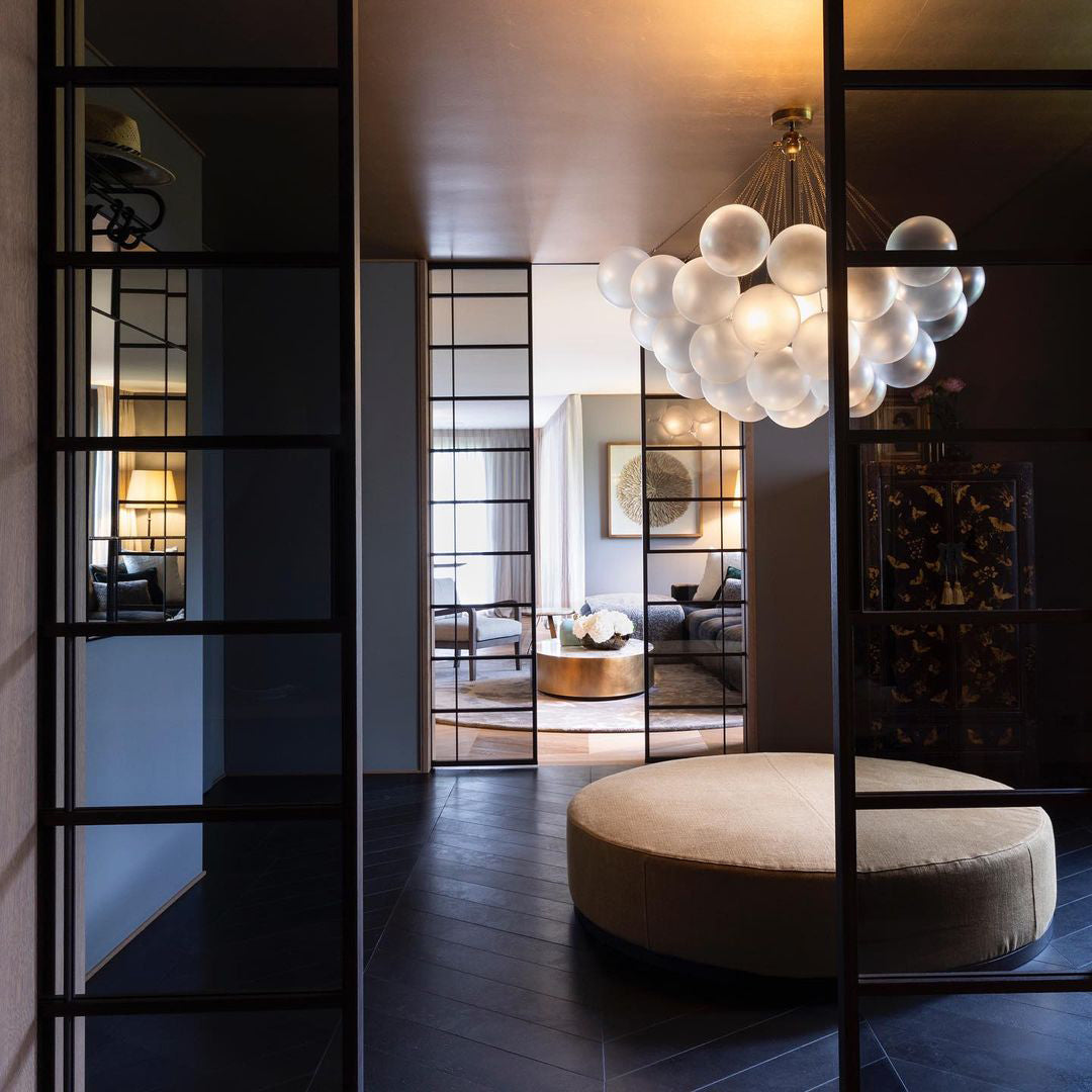 Hanging Ceiling Light Multi-Globe Frosted Glass Fixture Gold Black Chrome for Dining Room Kitchen Island Entryway Indoor Chandelier Adjustab