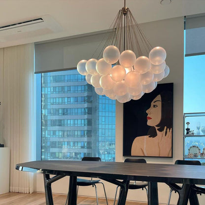 Hanging Ceiling Light Multi-Globe Frosted Glass Fixture Gold Black Chrome for Dining Room Kitchen Island Entryway Indoor Chandelier Adjustab