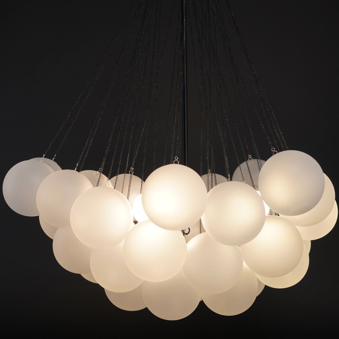 Hanging Ceiling Light Multi-Globe Frosted Glass Fixture Gold Black Chrome for Dining Room Kitchen Island Entryway Indoor Chandelier Adjustab
