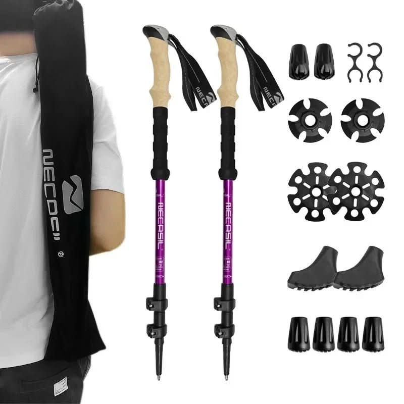 Collapsible Hiking Poles | Lightweight Trekking Support with Adjustable Length | Comfortable Grip for Enhanced Stability