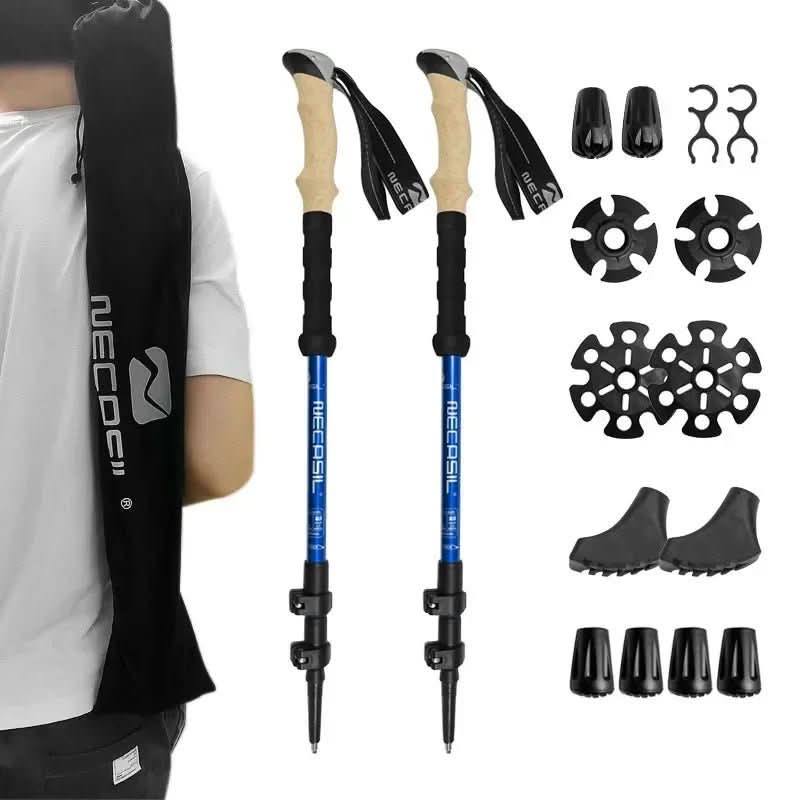 Collapsible Hiking Poles | Lightweight Trekking Support with Adjustable Length | Comfortable Grip for Enhanced Stability