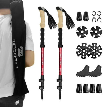 Collapsible Hiking Poles | Lightweight Trekking Support with Adjustable Length | Comfortable Grip for Enhanced Stability