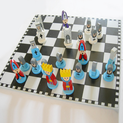 Colorful Cartoon Chess Set | Wooden Board Game for Kids with Friendly Pieces | Fun Learning Tool for Strategy Development