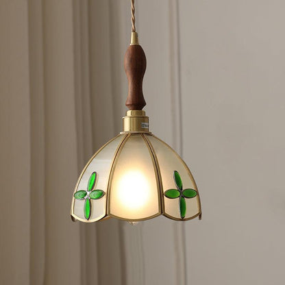 Tiffany Cone Glass Hanging Light with Adjustable Cord for Kitchen Island, Dining Table, Bedroom – Handcrafted Art Glass Ceiling Fixture in M