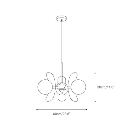Multi-Bulb Hanging Fixture Chrome & Acrylic Starburst Design for Dining Room Kitchen Living Room 24-32 in Diameter