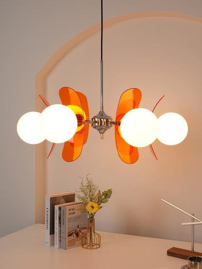Multi-Bulb Hanging Fixture Chrome & Acrylic Starburst Design for Dining Room Kitchen Living Room 24-32 in Diameter