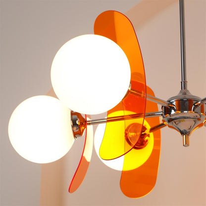 Multi-Bulb Hanging Fixture Chrome & Acrylic Starburst Design for Dining Room Kitchen Living Room 24-32 in Diameter