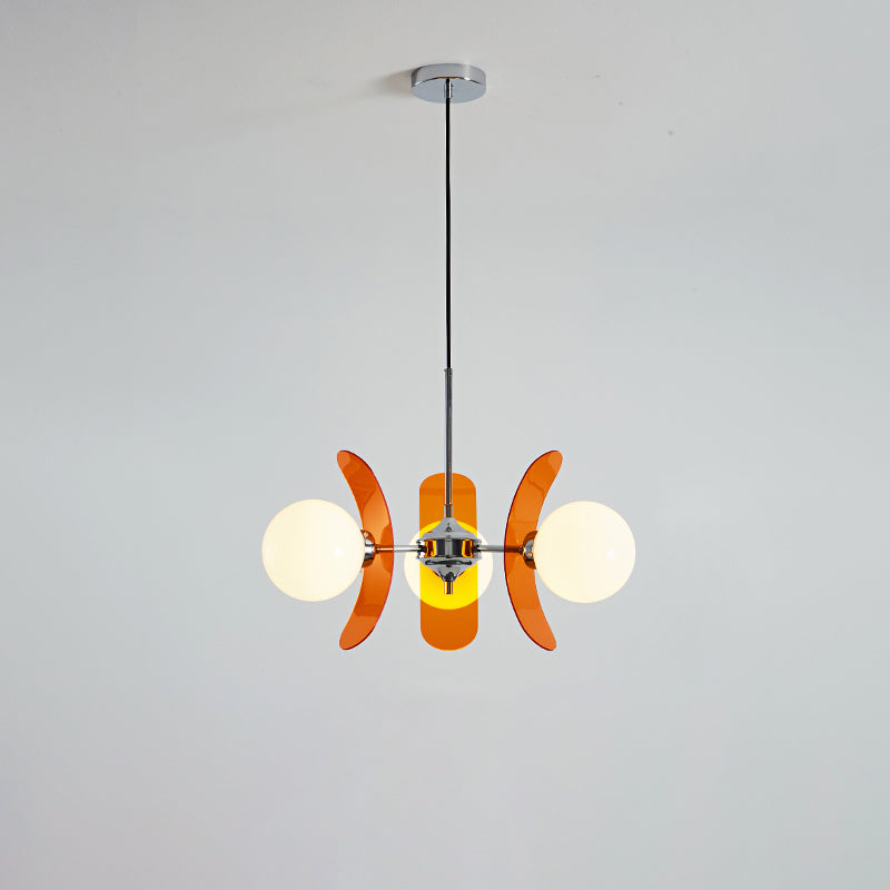 Multi-Bulb Hanging Fixture Chrome & Acrylic Starburst Design for Dining Room Kitchen Living Room 24-32 in Diameter