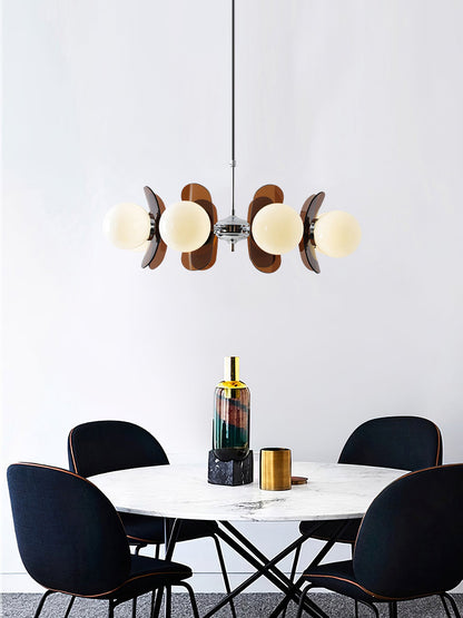 Multi-Bulb Hanging Fixture Chrome & Acrylic Starburst Design for Dining Room Kitchen Living Room 24-32 in Diameter