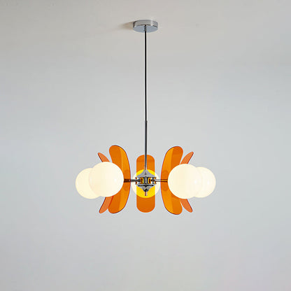 Multi-Bulb Hanging Fixture Chrome & Acrylic Starburst Design for Dining Room Kitchen Living Room 24-32 in Diameter