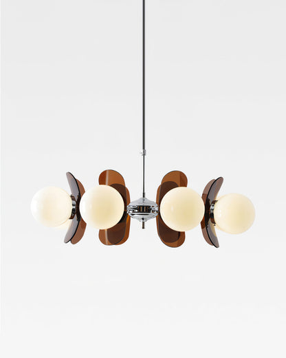 Multi-Bulb Hanging Fixture Chrome & Acrylic Starburst Design for Dining Room Kitchen Living Room 24-32 in Diameter
