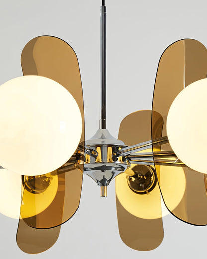 Multi-Bulb Hanging Fixture Chrome & Acrylic Starburst Design for Dining Room Kitchen Living Room 24-32 in Diameter