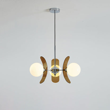 Multi-Bulb Hanging Fixture Chrome & Acrylic Starburst Design for Dining Room Kitchen Living Room 24-32 in Diameter