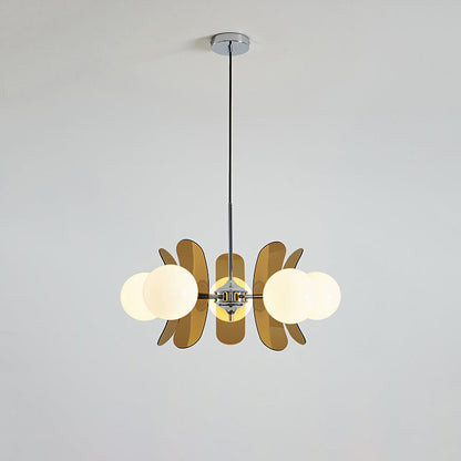 Multi-Bulb Hanging Fixture Chrome & Acrylic Starburst Design for Dining Room Kitchen Living Room 24-32 in Diameter