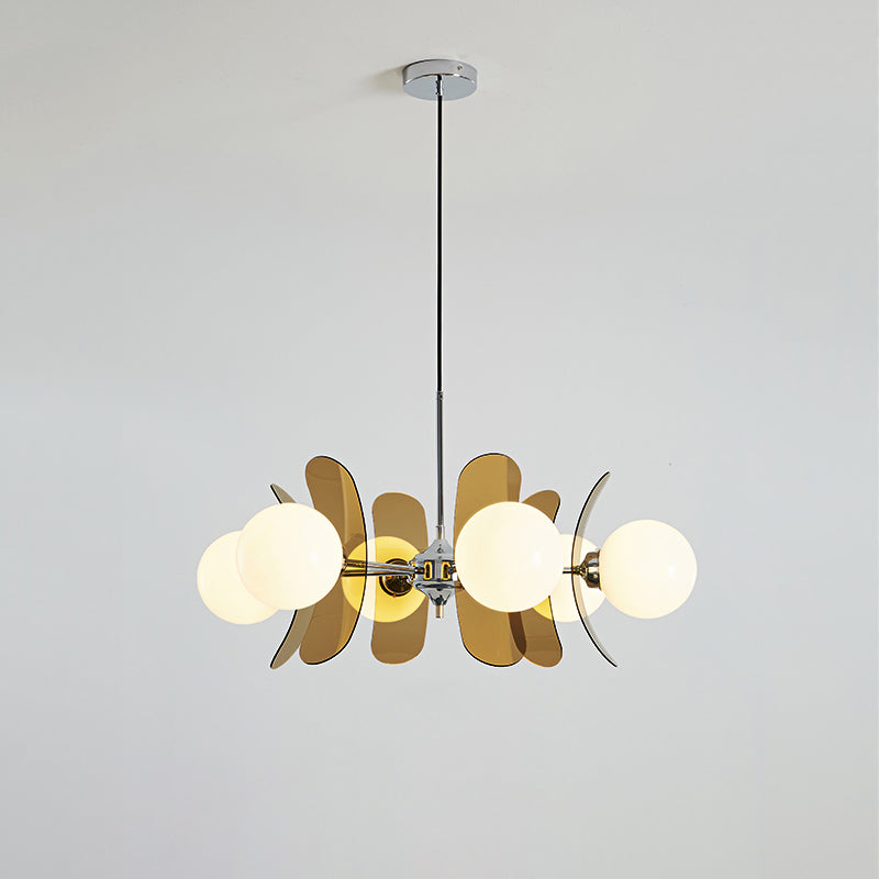 Multi-Bulb Hanging Fixture Chrome & Acrylic Starburst Design for Dining Room Kitchen Living Room 24-32 in Diameter