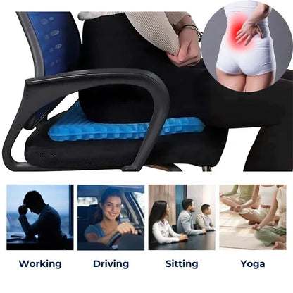 Honeycomb Gel Seat Pad for Coccyx Relief and Spinal Alignment in Office Chair Car Wheelchair