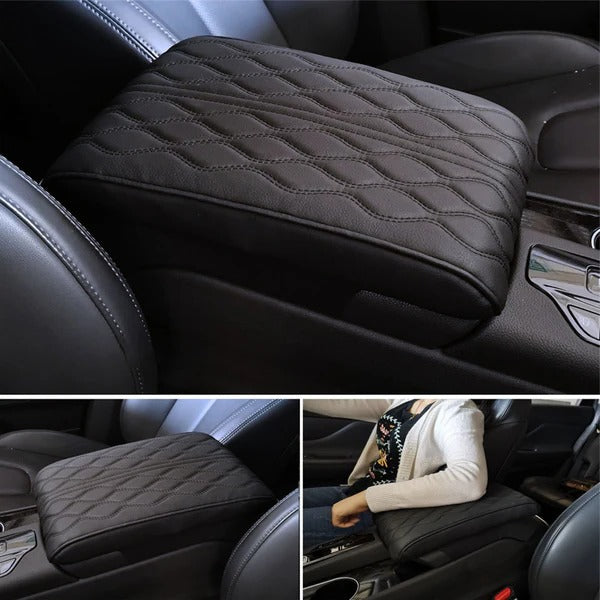 Comfort Drive | Leather Car Armrest Cushion with Memory Foam Support | Ergonomic Design for Driving Comfort