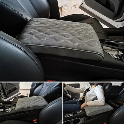 Comfort Drive | Leather Car Armrest Cushion with Memory Foam Support | Ergonomic Design for Driving Comfort
